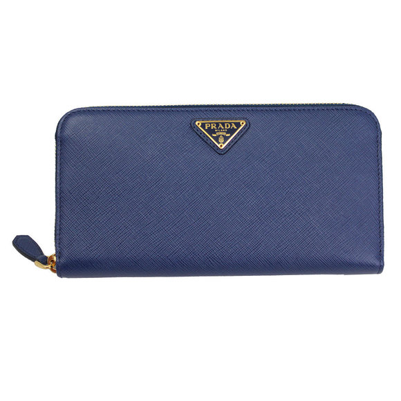 Prada Wallet Leather Long SAFFIANO TRIANGLE Zip - Picture 1 of 4